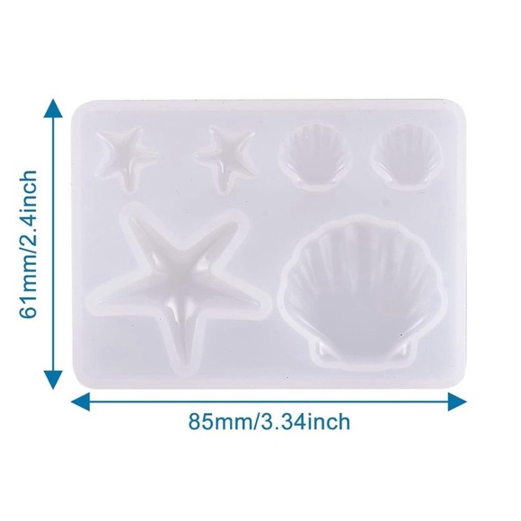 6 well Nautical Ocean Beach Shells Starfish Themed Mold +BONUS FREEBIES LOT - Picture 5 of 7